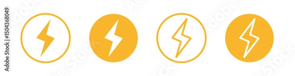 Fototapeta Lightning icon set – Vector illustrations of thunder, bolt, flash, and electricity symbols