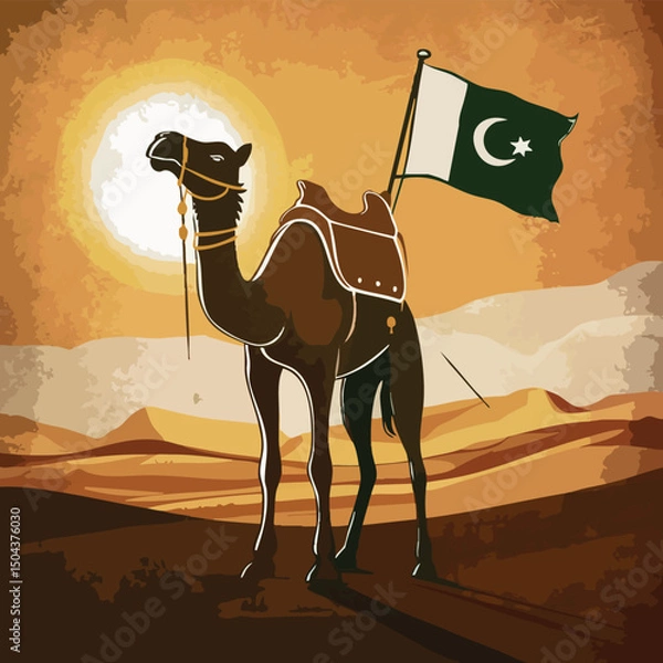 Fototapeta Pakistani Flag with Camel