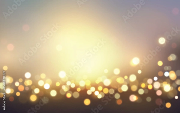 Fototapeta Soft Glowing Lights Bokeh with Warm Sunset Tones
Elegant blur of golden and pastel dots on gradient background, Background decoration
