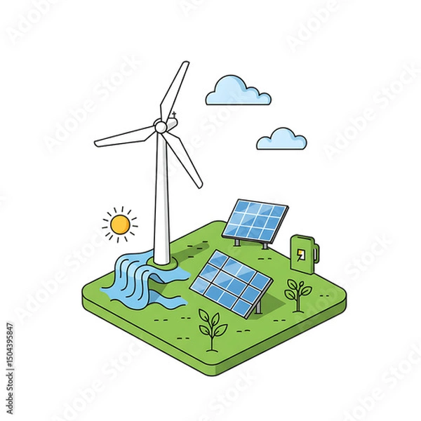 Obraz Green Energy: Wind & Solar