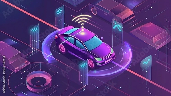 Obraz Autonomous Driving Technology Background: Decoding the Road to Self - Driven Innovation