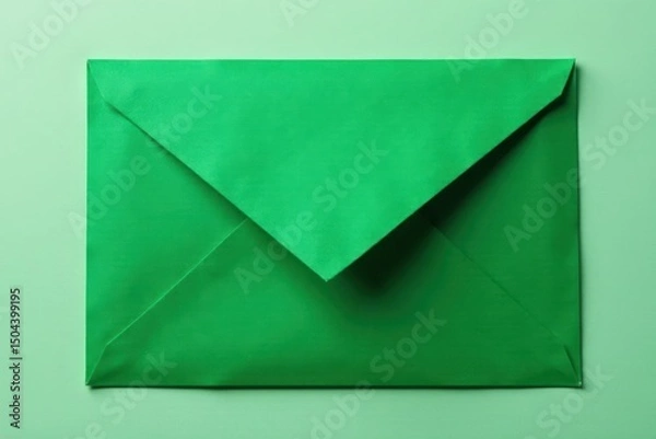 Fototapeta Deep green textured paper envelope, ready for mail , shabby, recycled, rough