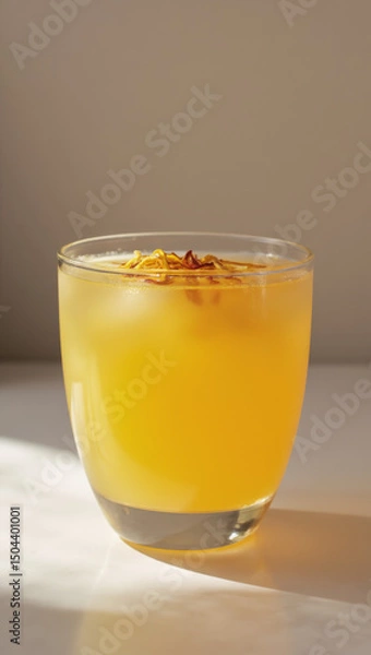 Fototapeta "Phantom Thread" Clear Consommé with Single, Almost Invisible Strand of Saffron or Thin Noodle