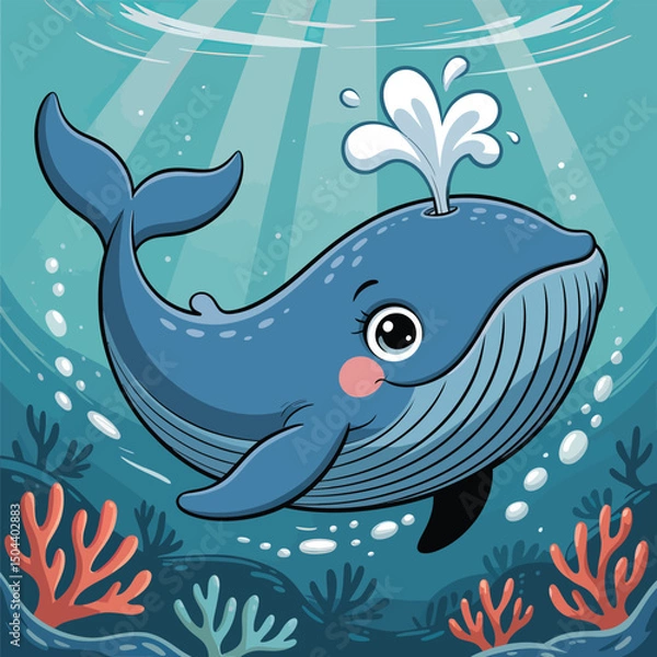 Obraz  Animals Adorable Pleasure Dolphins An adorable vector image of a smiling person