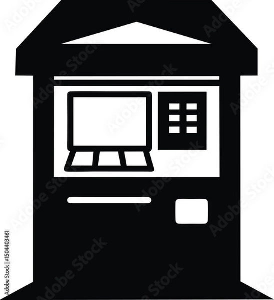 Fototapeta silhouette of atm machine on white background