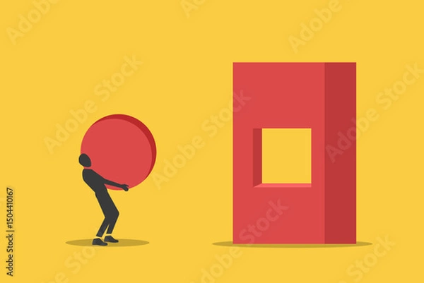 Fototapeta Businessman bring ball. concept of struggle, challenge, difficulty. Minimal design eps10 illustration