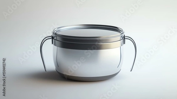 Fototapeta A sleek, modern glass container with metal handles, perfect for storing food items or kitchen essentials