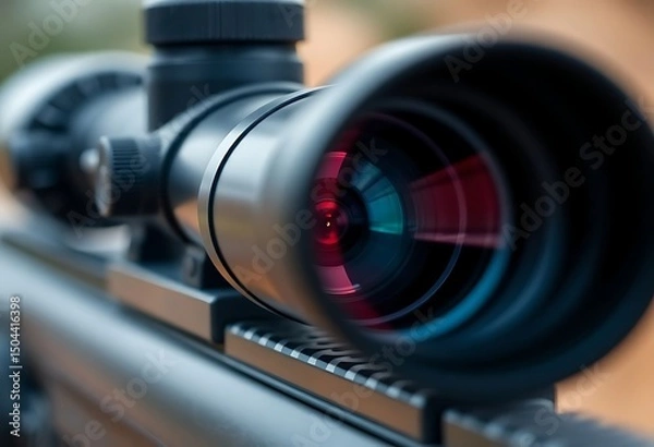 Fototapeta close up shot of a rifle scope