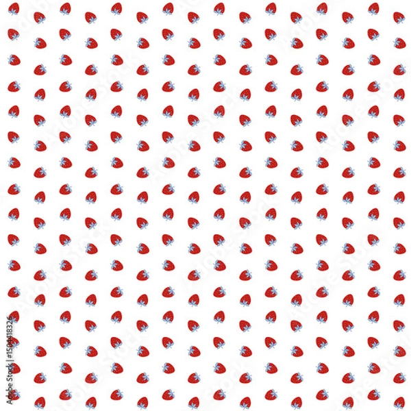 Obraz Seamless pattern with red strawberry and blue leaf. Playful summer fruit design with simple shapes. Perfect for fabric, wallpaper, wrapping, stationery, packaging and decor.