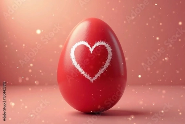 Fototapeta Red Egg with Heart Design for Love and Celebration Themes