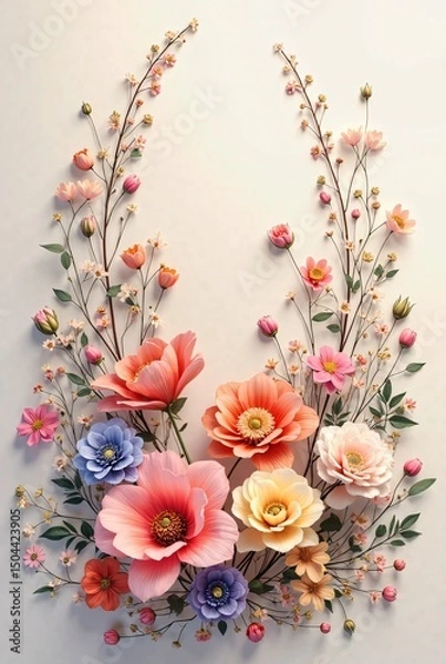 Fototapeta Beautiful Floral Arrangement with Colorful Blossoms and Greenery
