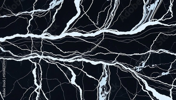 Obraz Abstract black and white marble texture with intricate veining patterns across the surface, creating a striking visual effect