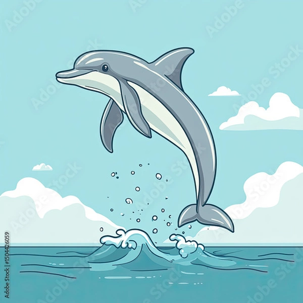 Fototapeta Jumping Dolphin Over The Ocean Waves