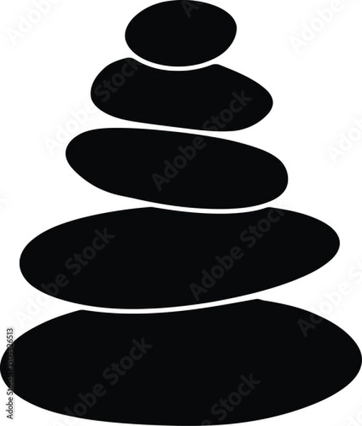 Fototapeta Zen Balancing Stones Icon. Stacked Rock Cairn Vector for Meditation and Wellness.

