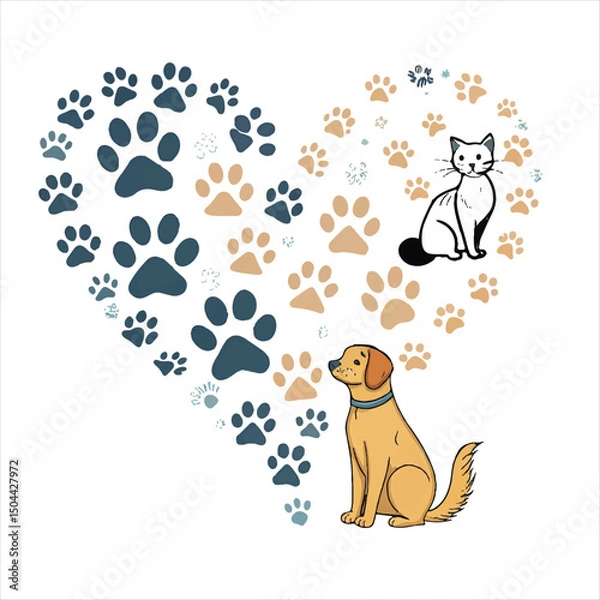 Obraz available pet paw editable stroke