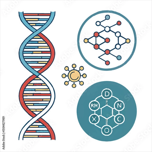 Obraz dna icon set dna helix chromosome molecule symbol