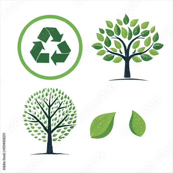 Obraz green tree of life eco friendly tree icons