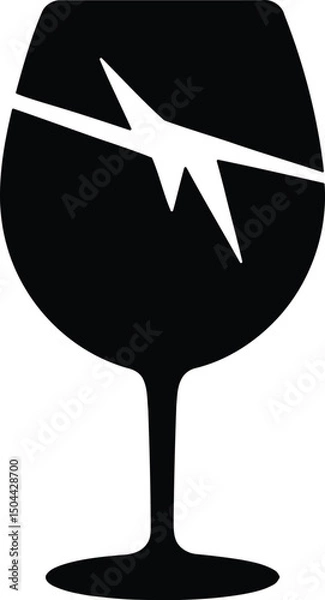 Fototapeta Broken Wine Glass Icon. Fragile Symbol Vector for Packaging and Shipping Labels.