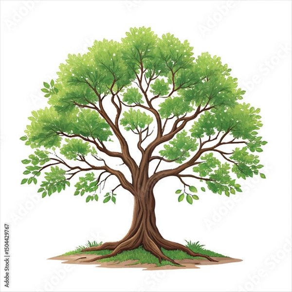 Obraz  illustration of a lush green tree set with a brown.