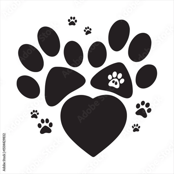 Obraz available pet paw editable stroke