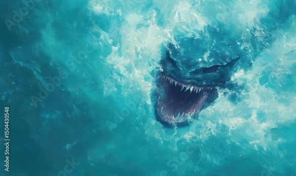 Obraz Cryptic Aquatic Creature Emerging from Turbulent Waters