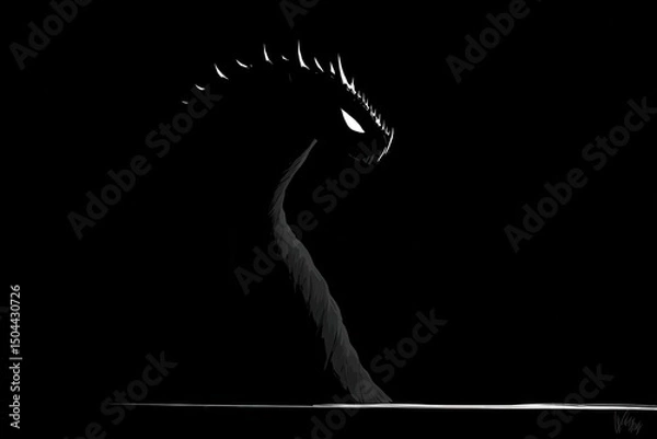 Obraz Silhouette of a Dragon in the Dark