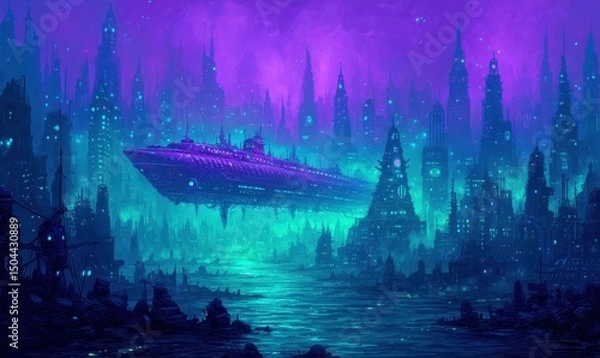Obraz Submersible Cityscape at Dusk