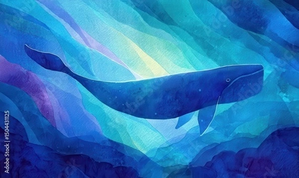 Obraz Serene Whale in Luminescent Depths