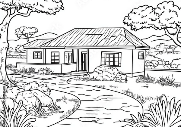 Obraz Hand-Drawn Suburban House Sketch