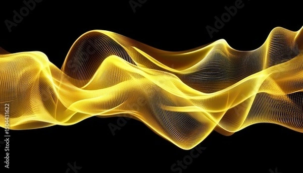 Obraz Abstract Golden Flowing Wave on Black Background