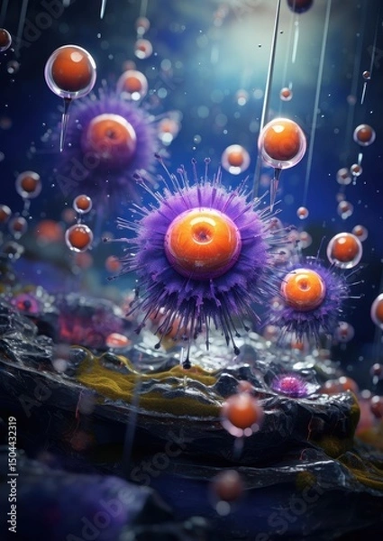 Obraz Abstract Cellular Structures in Dynamic Fluid Environment