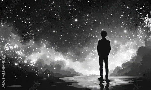 Obraz Solitary Figure Under a Starry Sky