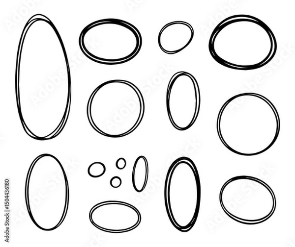 Fototapeta Set of geometric shapes, ovals and circles. different shapes in doodle style. Vector illustration.