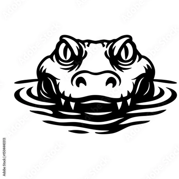 Fototapeta Alligator Black and White isolated vector svg cut file clipart silhouette