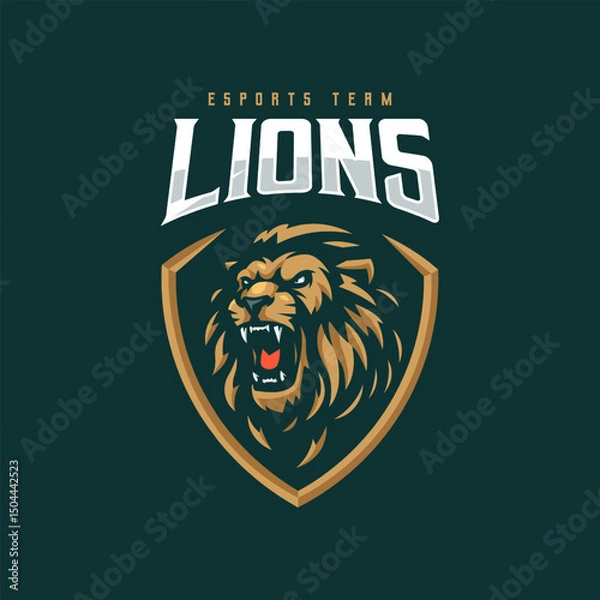 Obraz Angry lion roar mascot logo