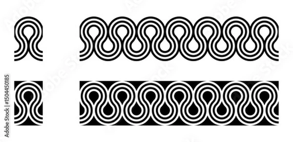 Obraz 3 lines circle geometric seamless pattern decorative ornament frame border vector set
