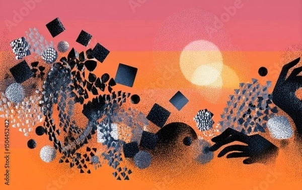 Fototapeta Abstract Hands and Shapes Design