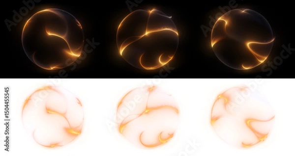 Obraz Glowing orb overlay design element, abstract light effect png element, transparent sphere with light trails. Orb, glow, light, sphere, abstract, overlay, element, transparent, effect, design