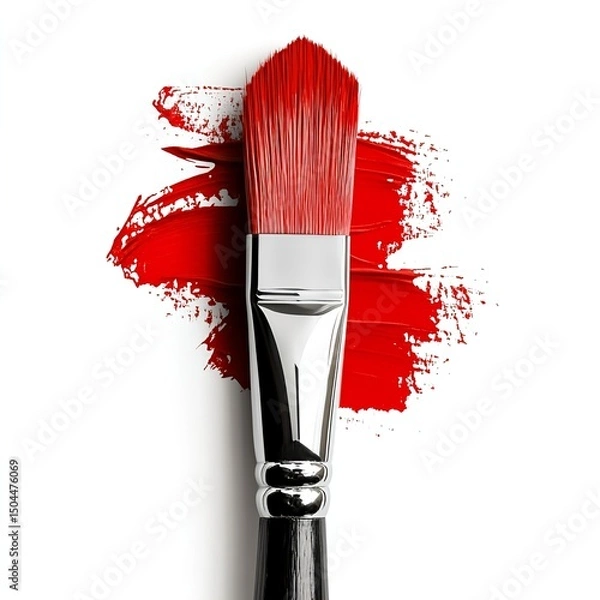 Obraz Abstract Red Paint Brush On Clear White Background