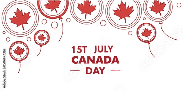 Obraz Canada Day Celebration Vector Art Festive illustration featuring red maple leaves and balloons. Perfect for July 1st promotions, patriotic designs, and Canadian-themed projects.