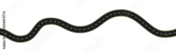 Obraz Wavy road top view, winding curves asphalt road isolated - vector