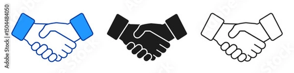 Obraz Handshake icon set, friendly deal symbol, partnership symbol, business agreement handshake sign – vector