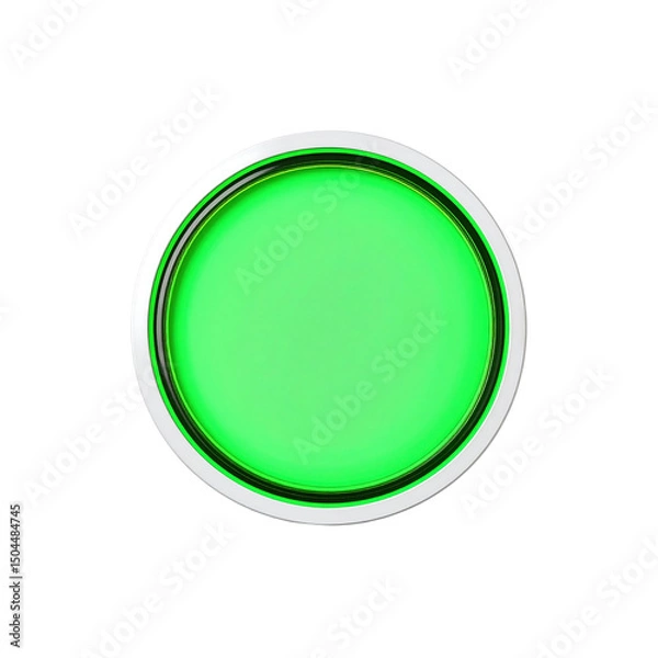 Fototapeta Bright green circular light button modern design 3d on transparent background