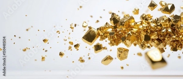 Obraz Golden particles burst on white background for luxurious design