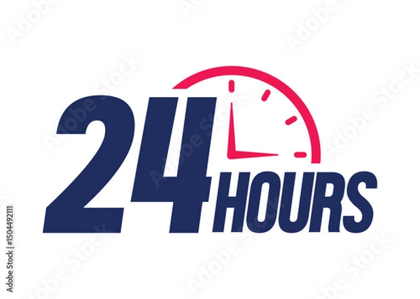 Obraz Twentyfour hours icon, 24h colored vector icon