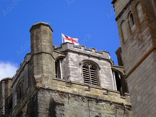 Obraz English flag flying by Chichester Cathedral