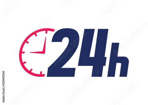 Obraz Twentyfour hours icon, 24h colored vector icon