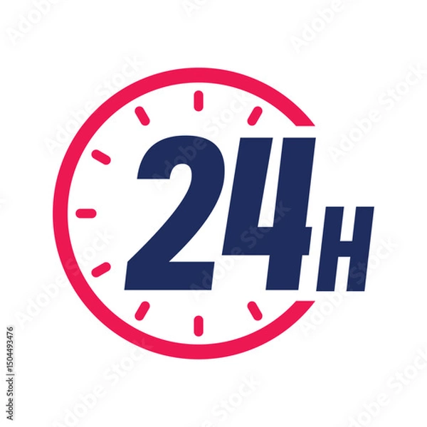 Obraz Twentyfour hours icon, 24h colored vector icon