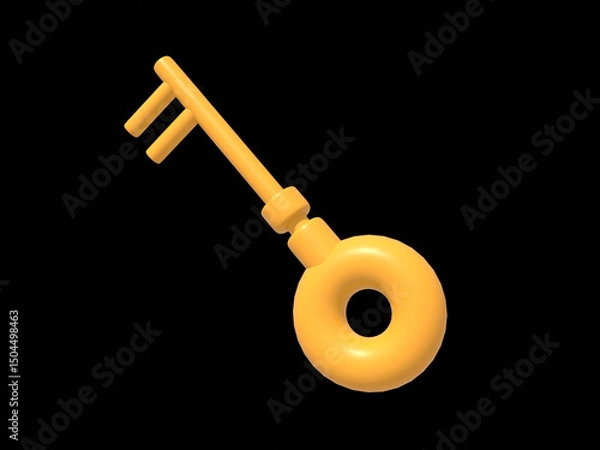 Fototapeta 3d key icon isolated on transparent background. Trendy and modern vector in 3d style. Can be used for many purposes.