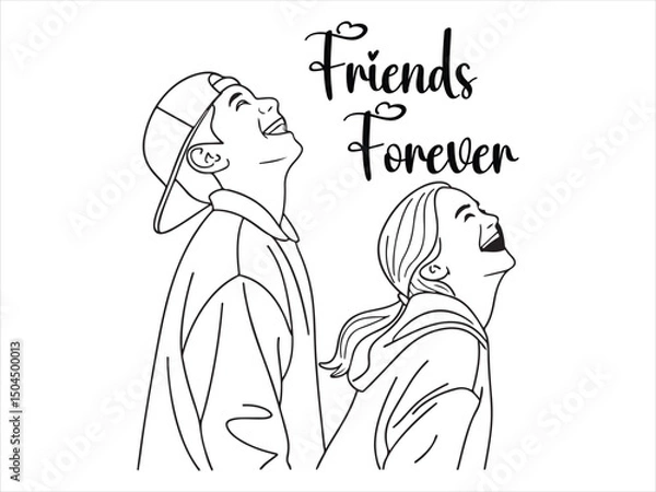 Obraz Happy friendship day line art design